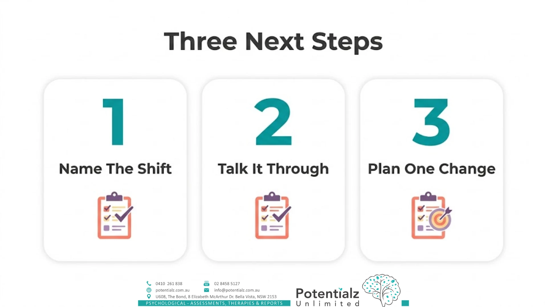 Three next steps at a midlife crossroads — name the shift, talk it through, plan one change