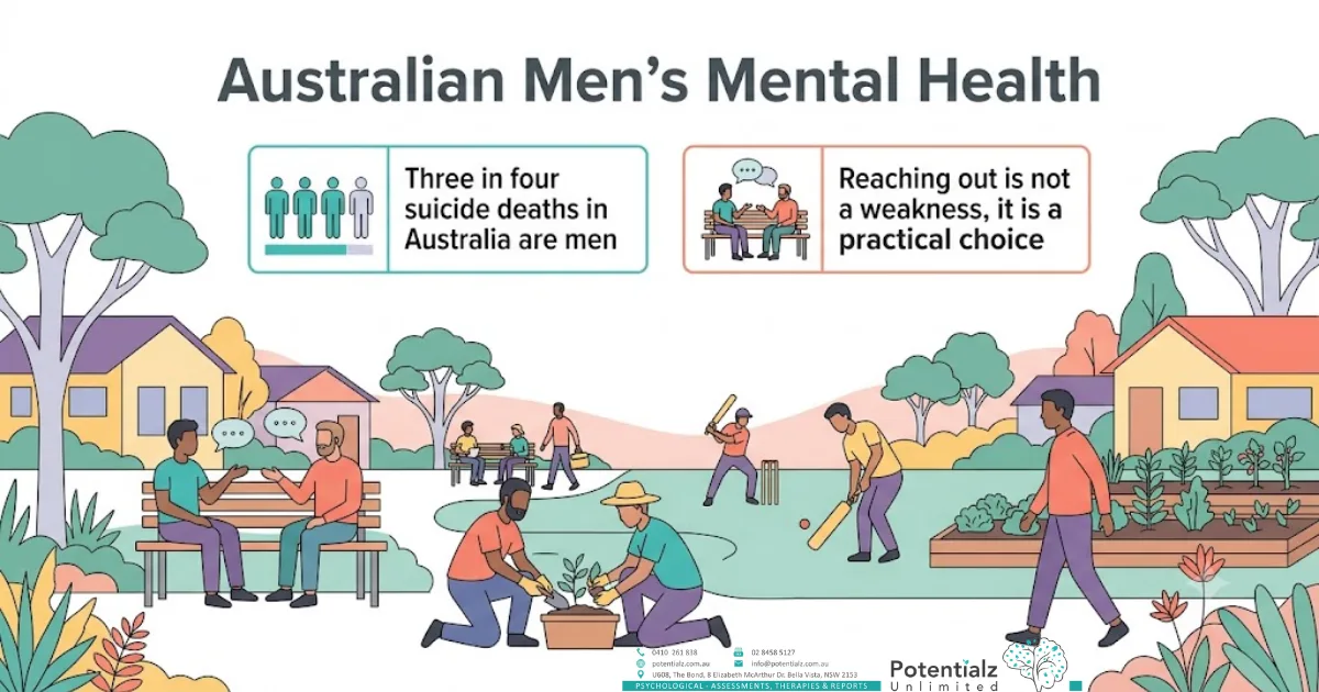 Australian men's mental health — three in four suicide deaths in Australia are men