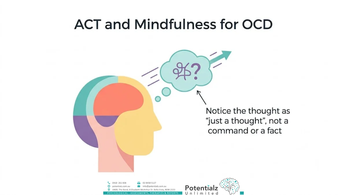 ACT and mindfulness for OCD: notice a thought as just a thought, not a command or a fact